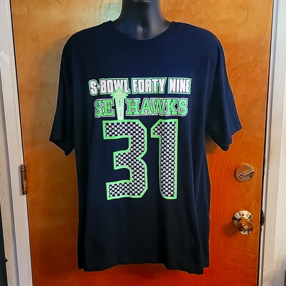 Vintage‎ NFL Kam Chancellor Seattle Seahawks Super Bowl 49 T-Shirt Size XXL